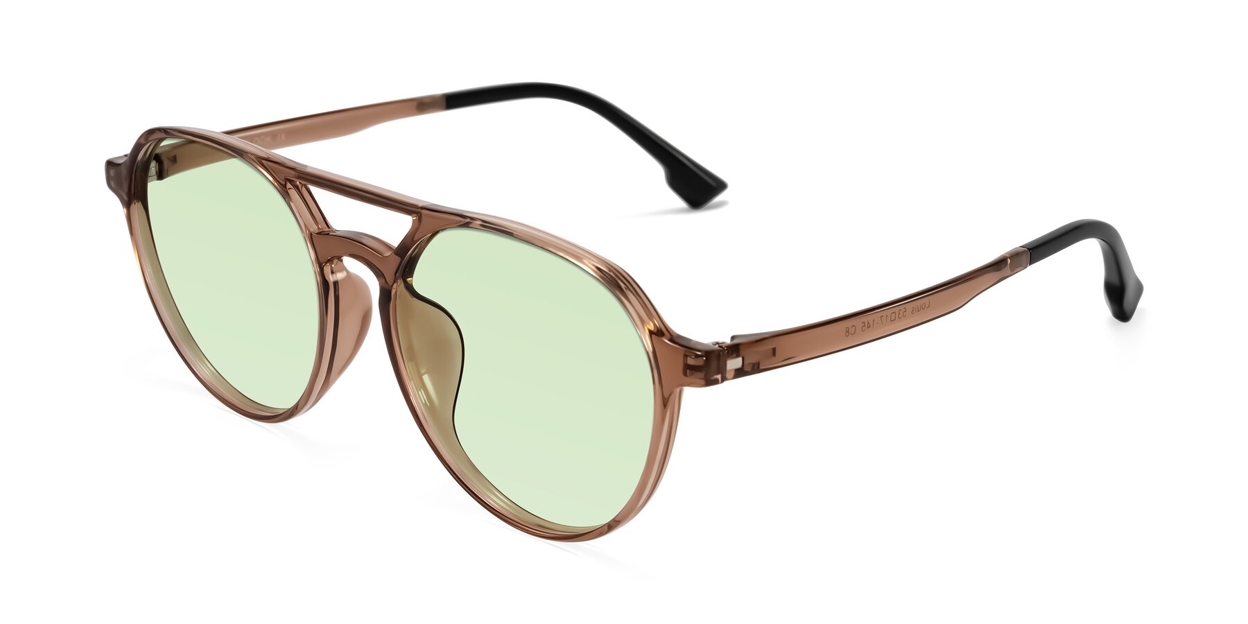 Angle of Louis in Caramel Crystal with Light Green Tinted Lenses