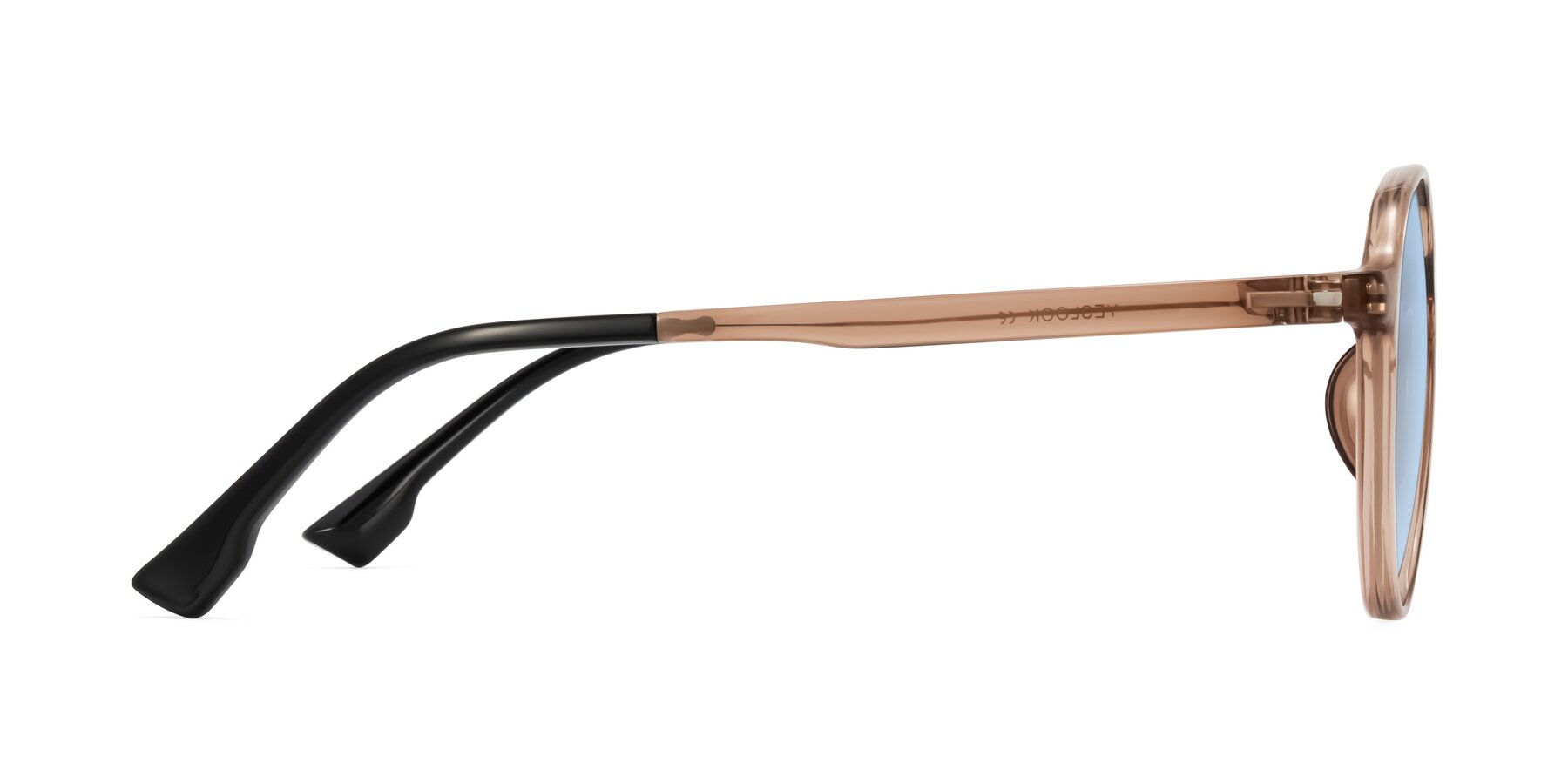 Side of Louis in Caramel Crystal with Light Blue Tinted Lenses