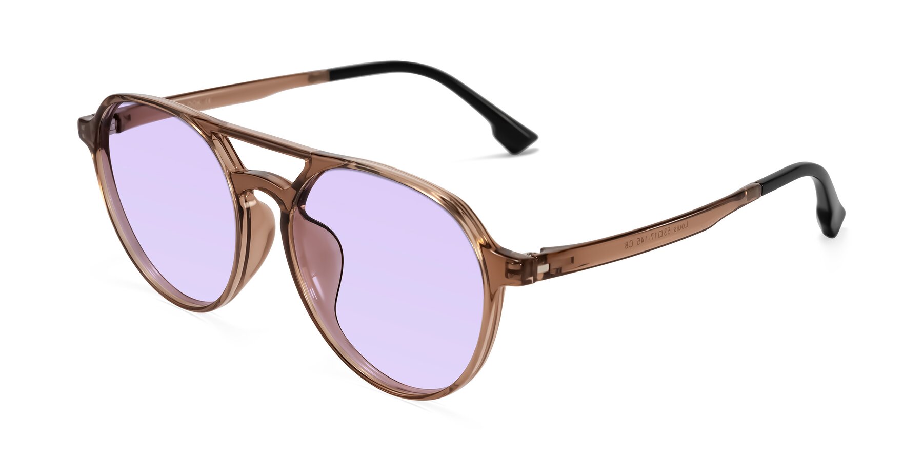 Angle of Louis in Caramel Crystal with Light Purple Tinted Lenses