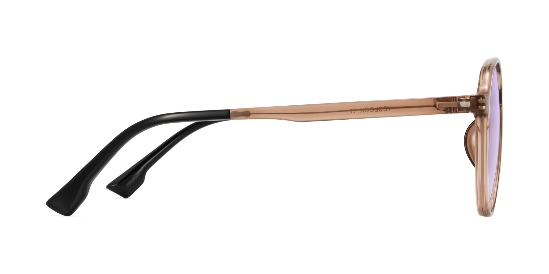 Side of Louis in Caramel Crystal with Light Purple Tinted Lenses