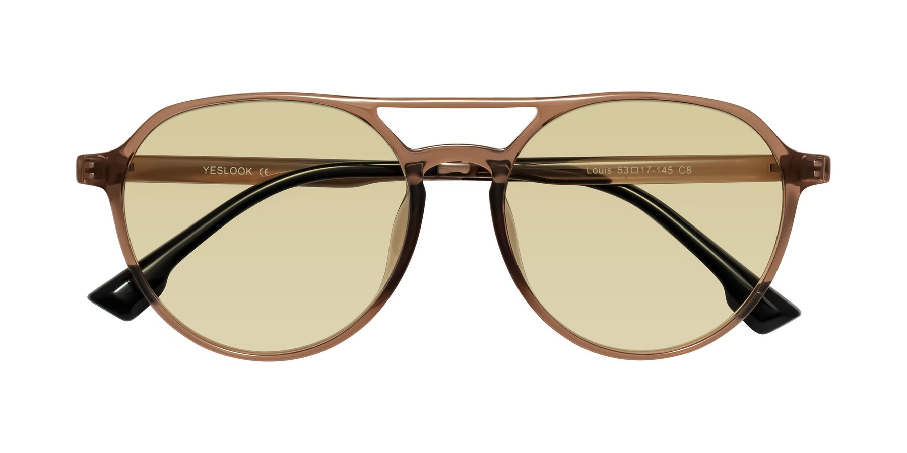 Folded Front of Louis in Caramel Crystal with Light Champagne Tinted Lenses