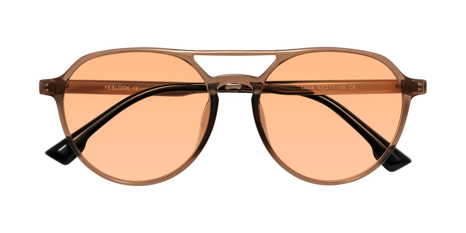 Folded Front of Louis in Caramel Crystal with Light Orange Tinted Lenses