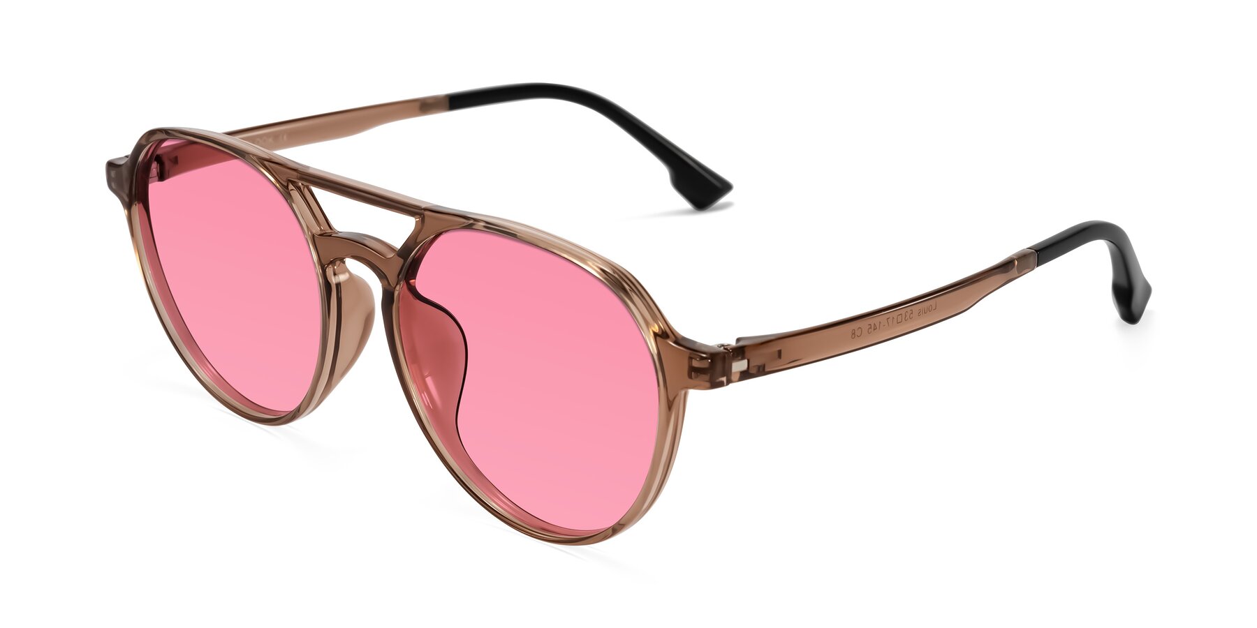 Angle of Louis in Caramel Crystal with Pink Tinted Lenses