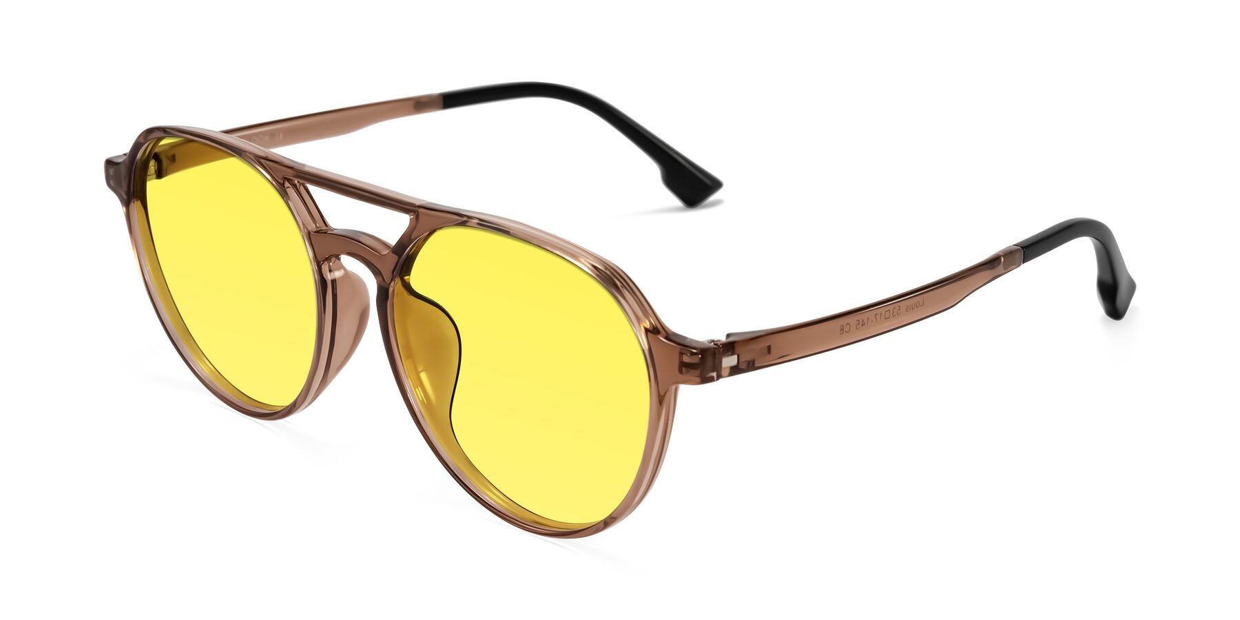 Angle of Louis in Caramel Crystal with Medium Yellow Tinted Lenses