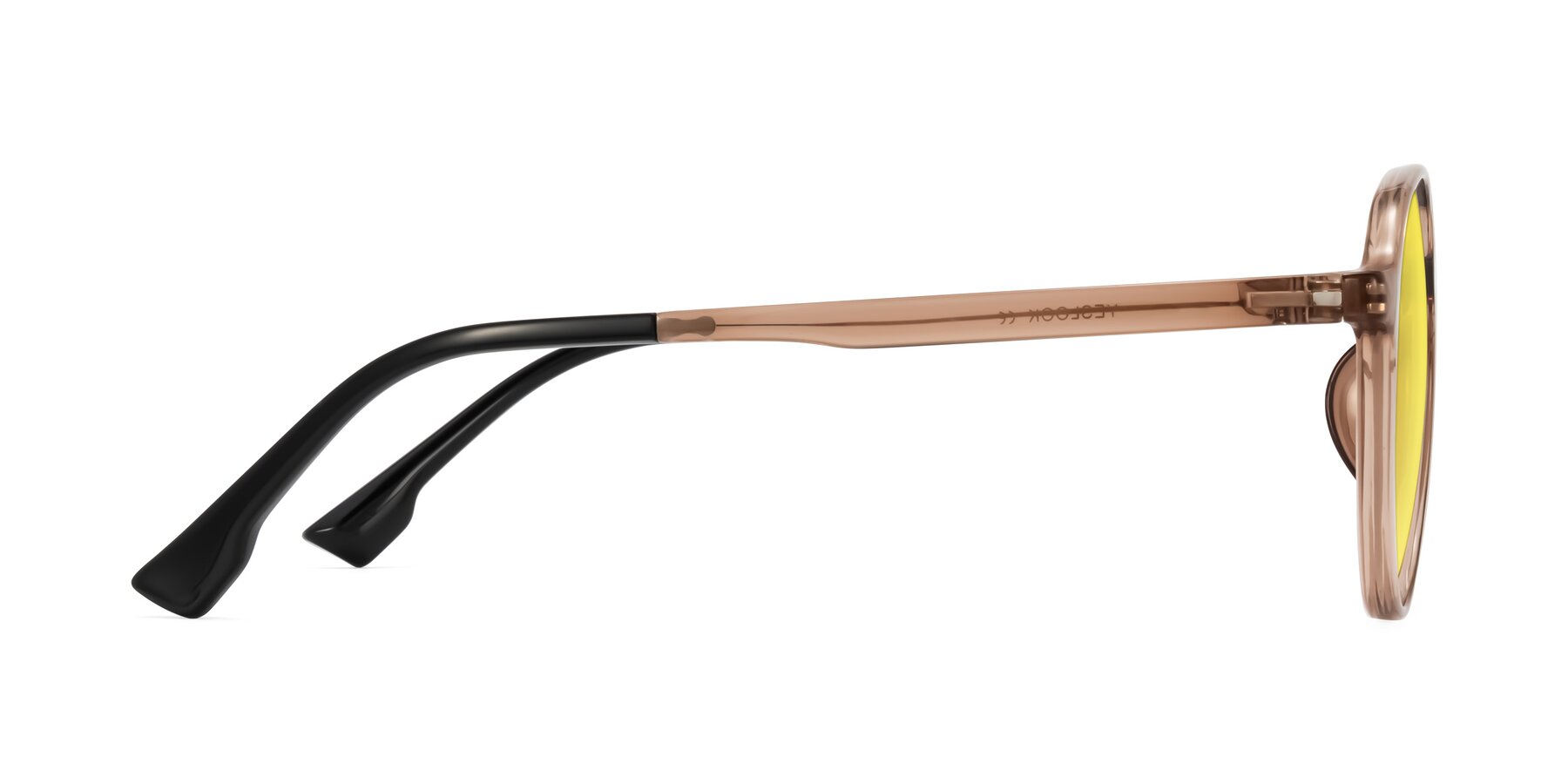 Side of Louis in Caramel Crystal with Medium Yellow Tinted Lenses