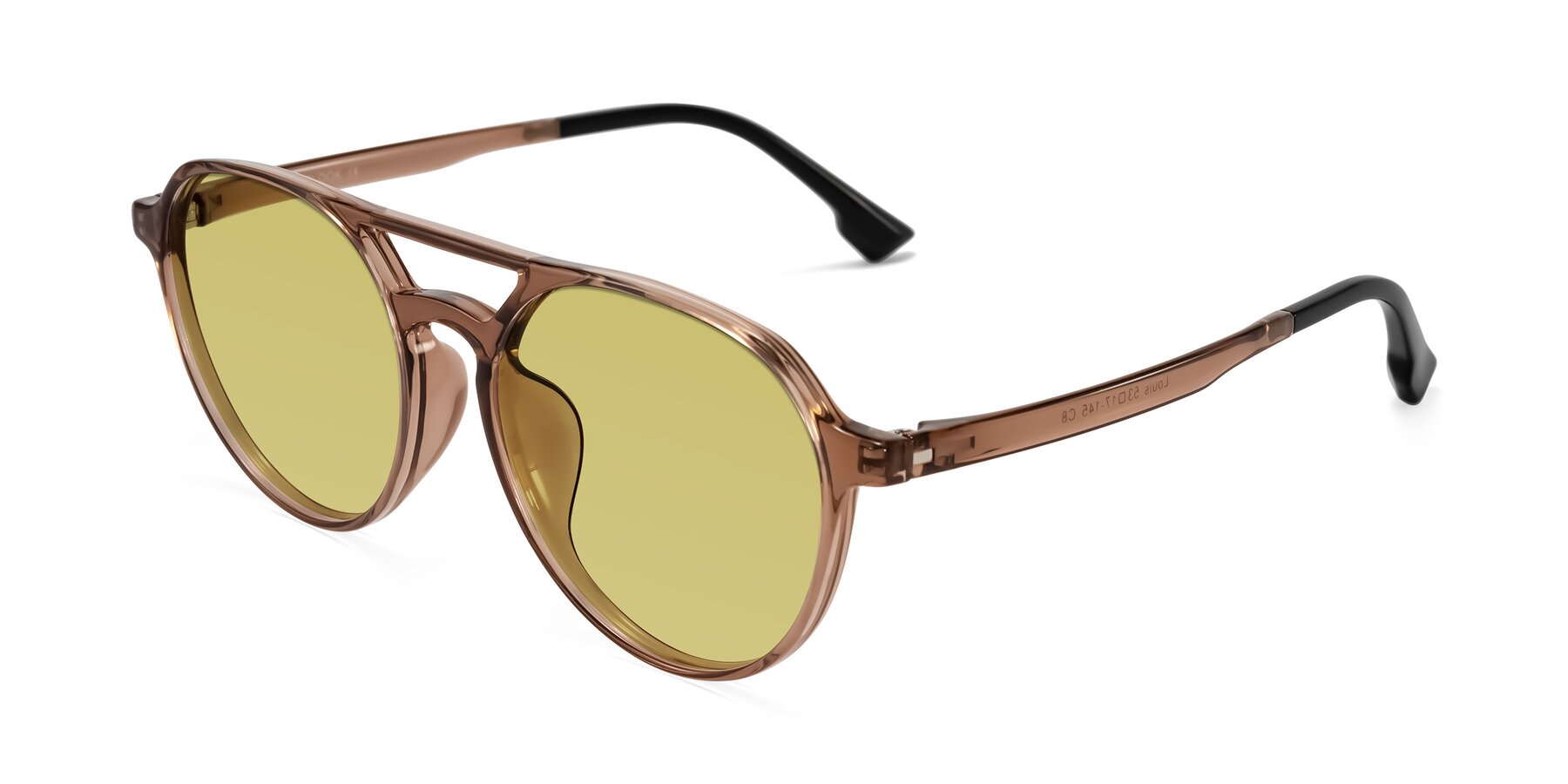 Angle of Louis in Caramel Crystal with Medium Champagne Tinted Lenses