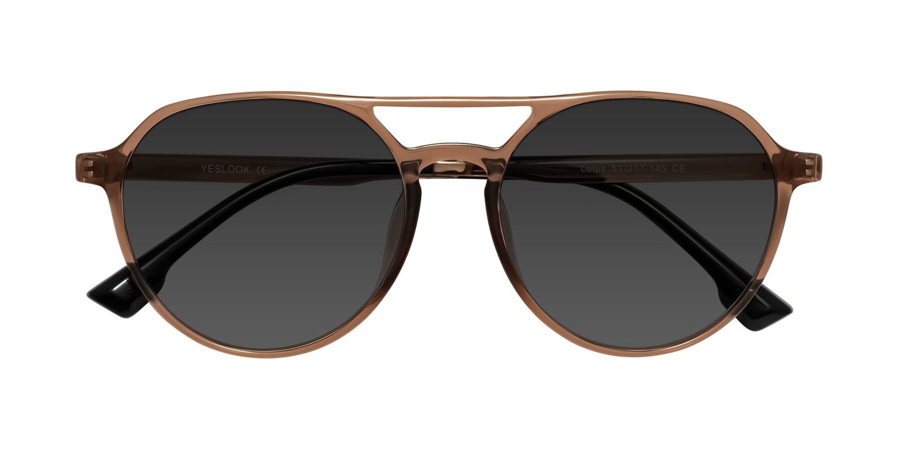 Folded Front of Louis in Caramel Crystal with Gray Tinted Lenses