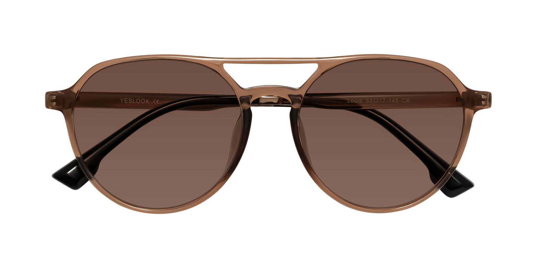 Folded Front of Louis in Caramel Crystal with Brown Tinted Lenses