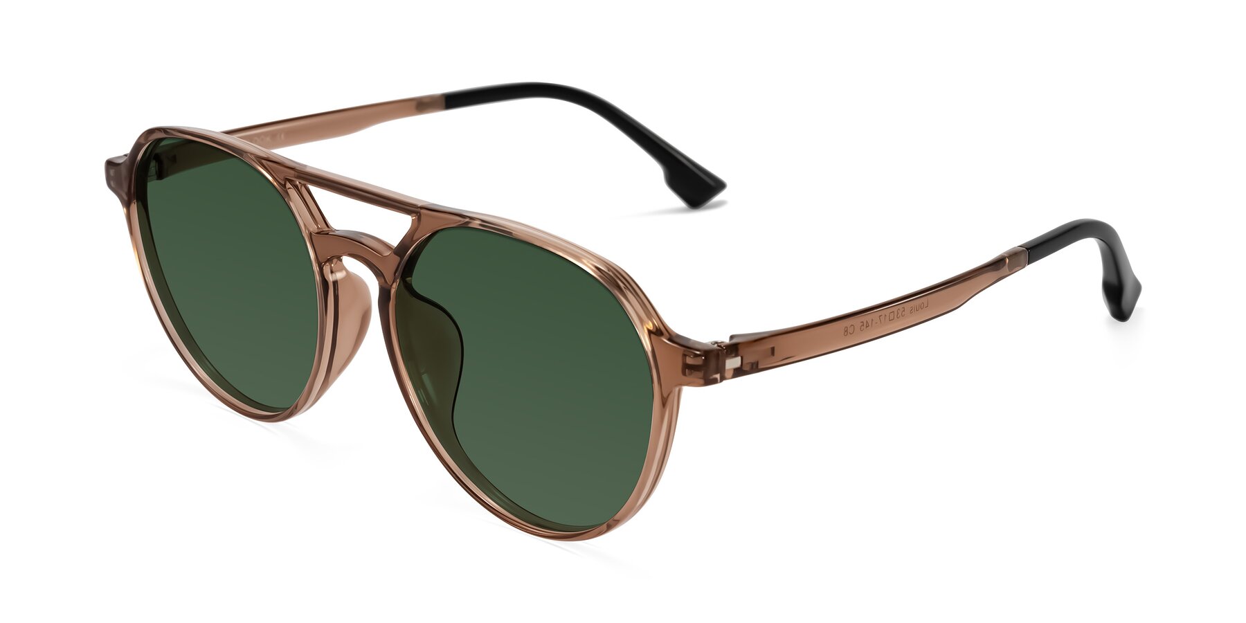 Angle of Louis in Caramel Crystal with Green Tinted Lenses