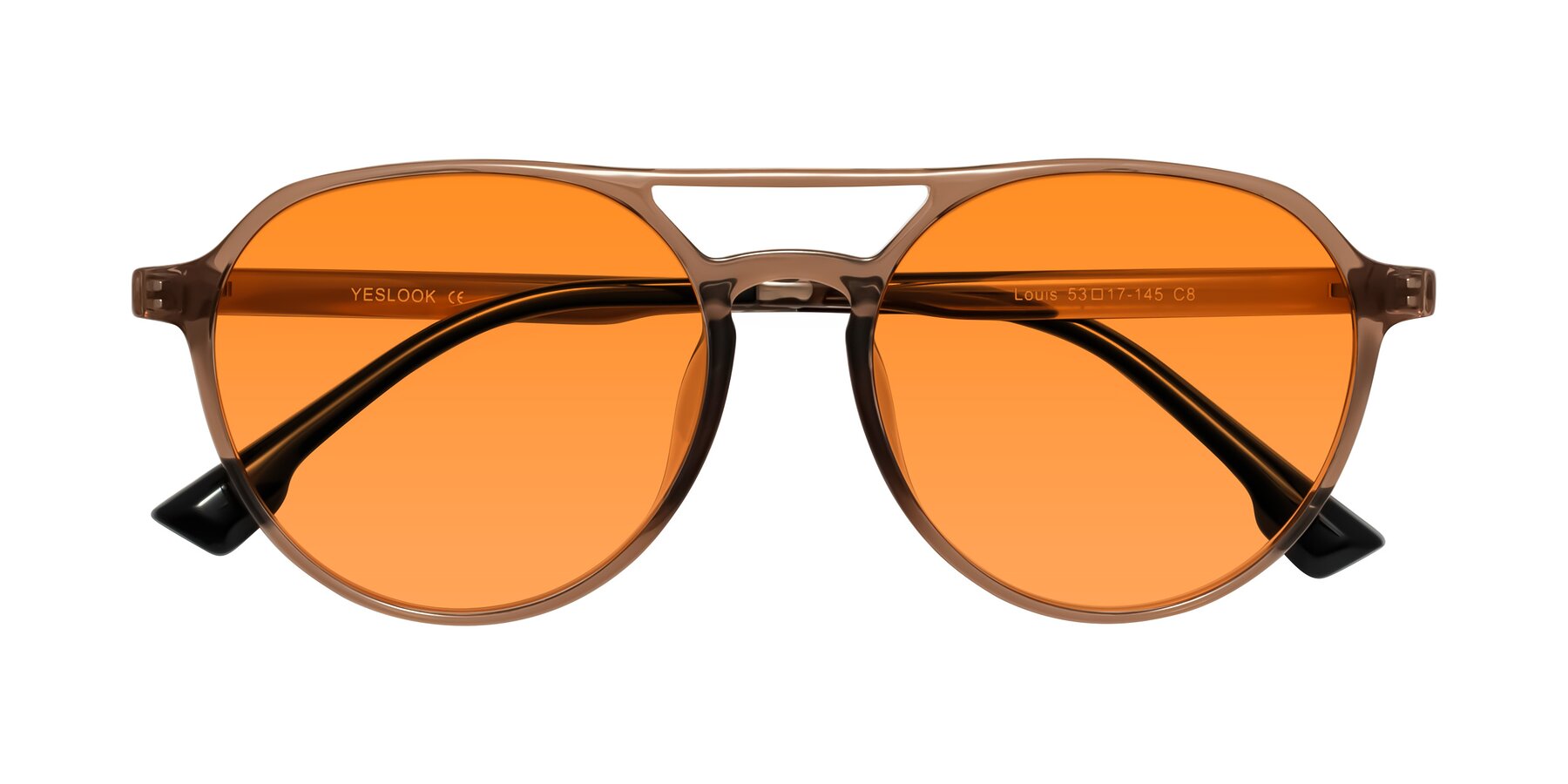 Folded Front of Louis in Caramel Crystal with Orange Tinted Lenses
