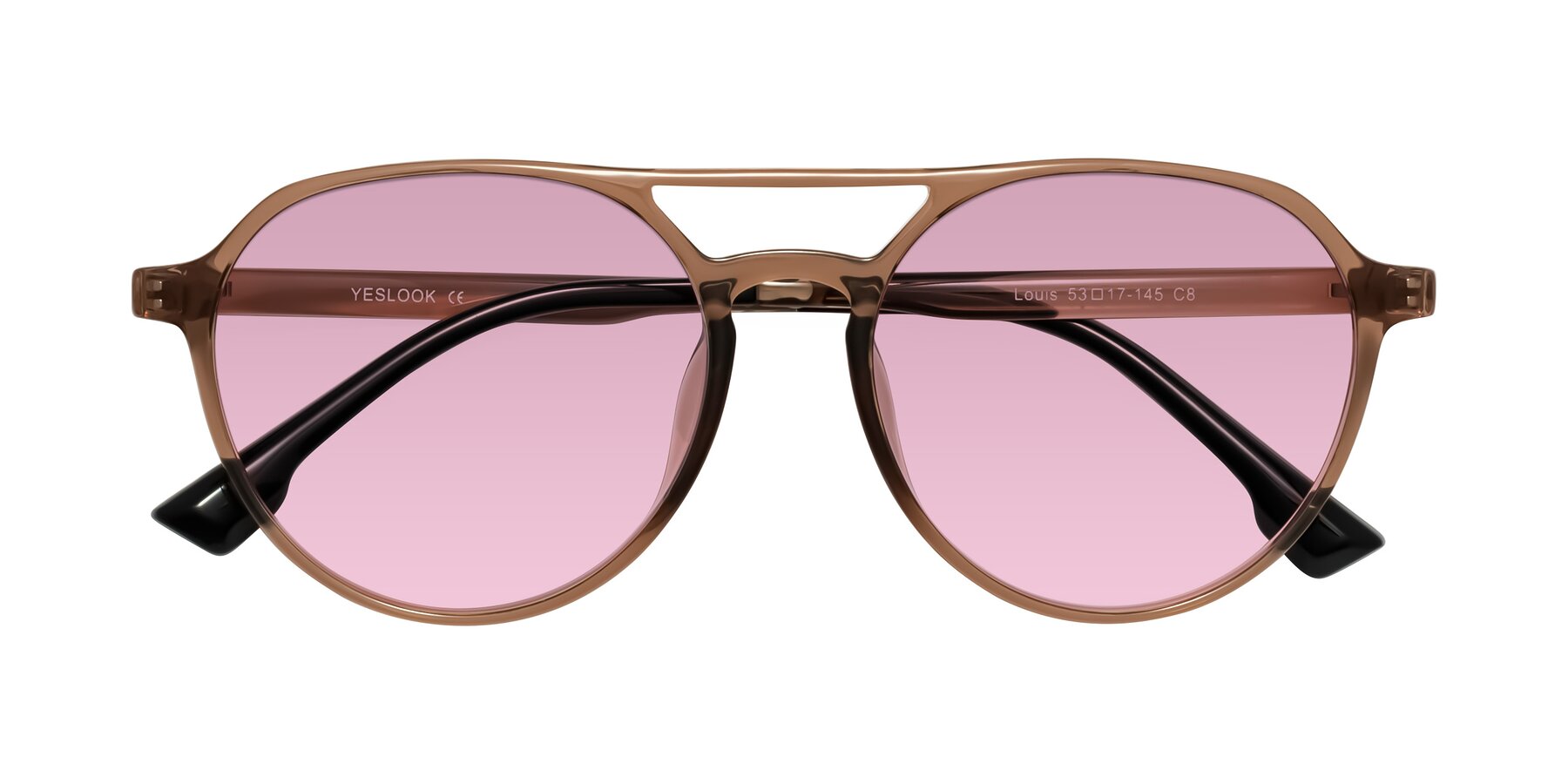 Folded Front of Louis in Caramel Crystal with Light Wine Tinted Lenses