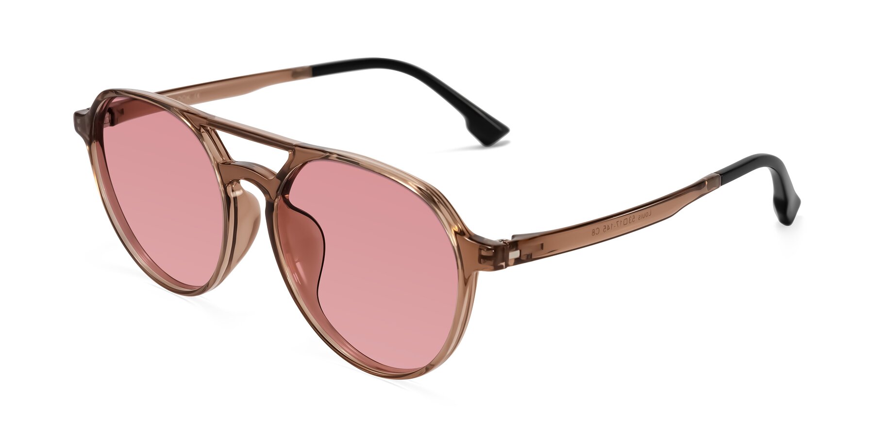 Angle of Louis in Caramel Crystal with Medium Garnet Tinted Lenses