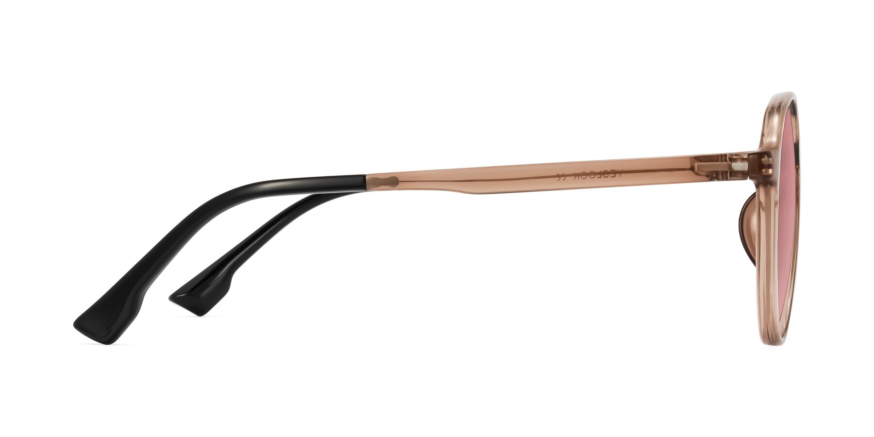 Side of Louis in Caramel Crystal with Medium Garnet Tinted Lenses