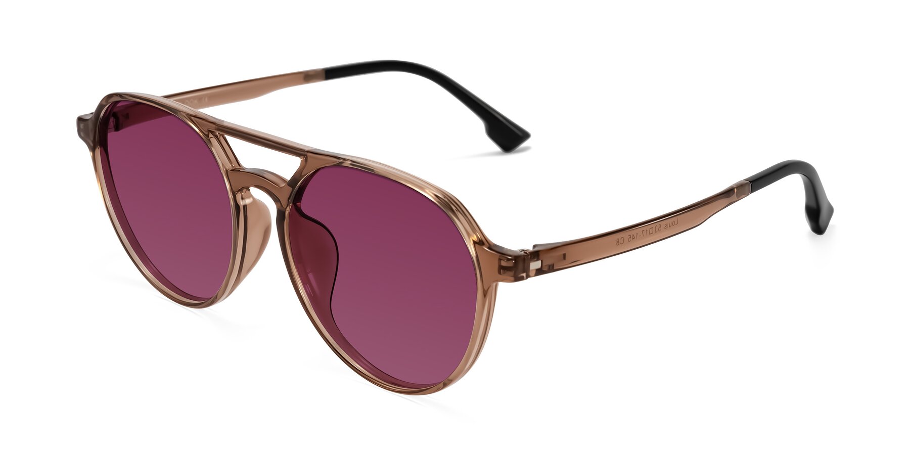 Angle of Louis in Caramel Crystal with Wine Tinted Lenses