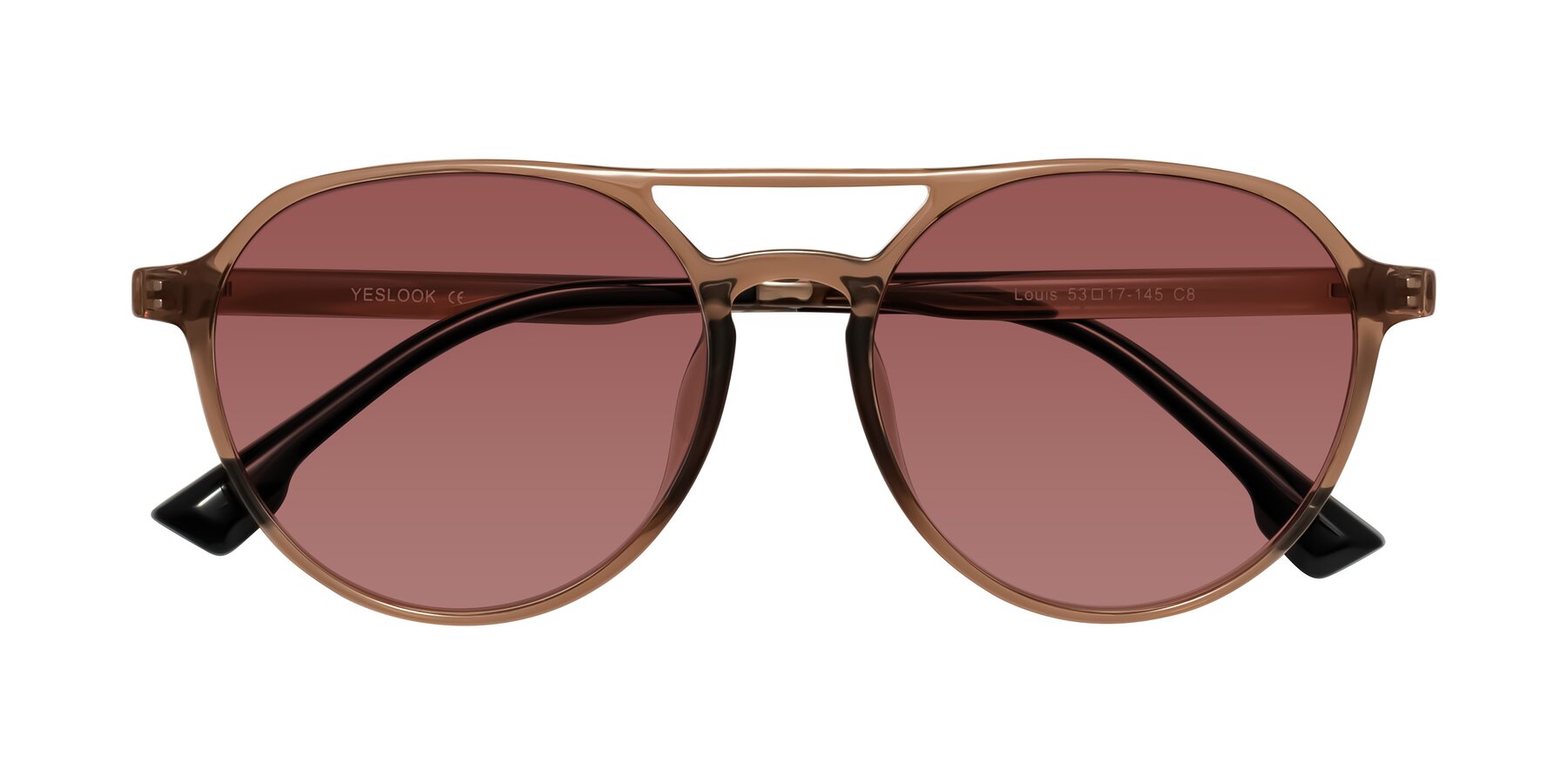 Folded Front of Louis in Caramel Crystal with Garnet Tinted Lenses