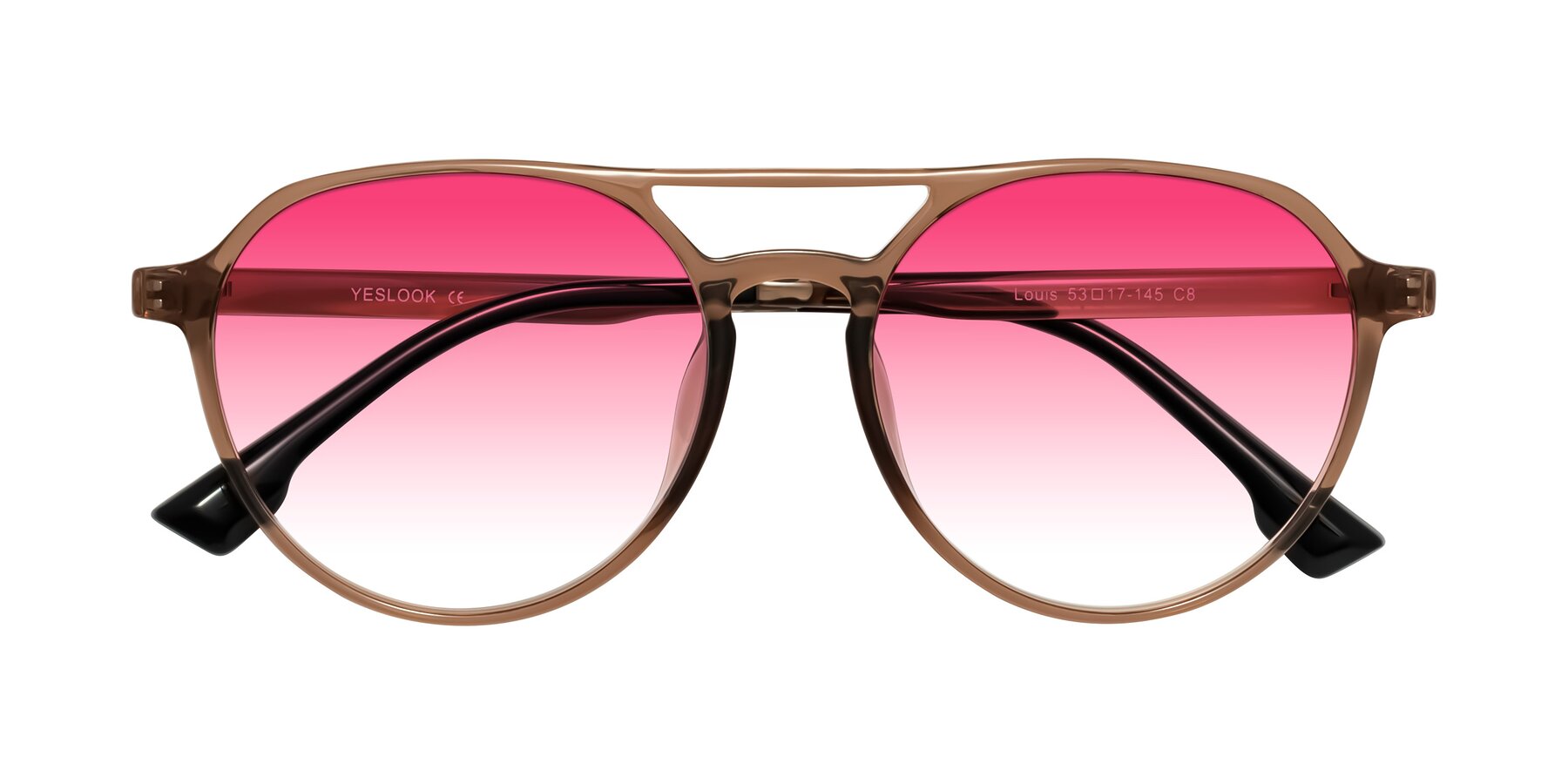 Folded Front of Louis in Caramel Crystal with Pink Gradient Lenses