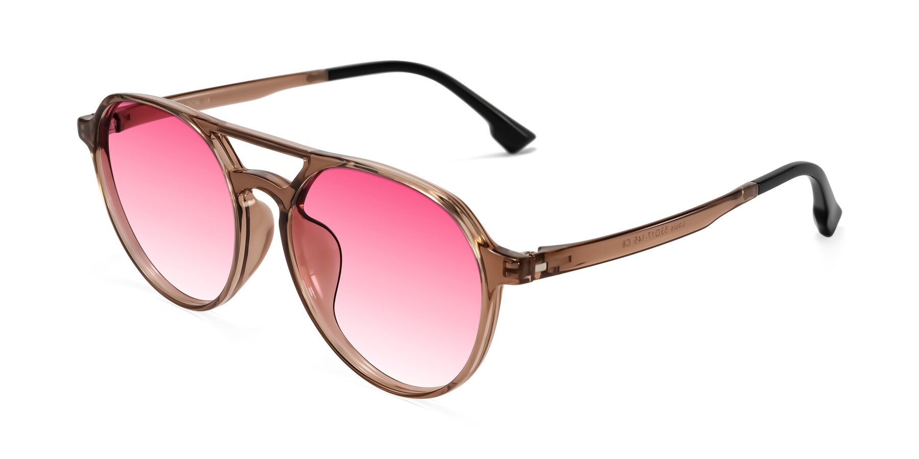 Angle of Louis in Caramel Crystal with Pink Gradient Lenses