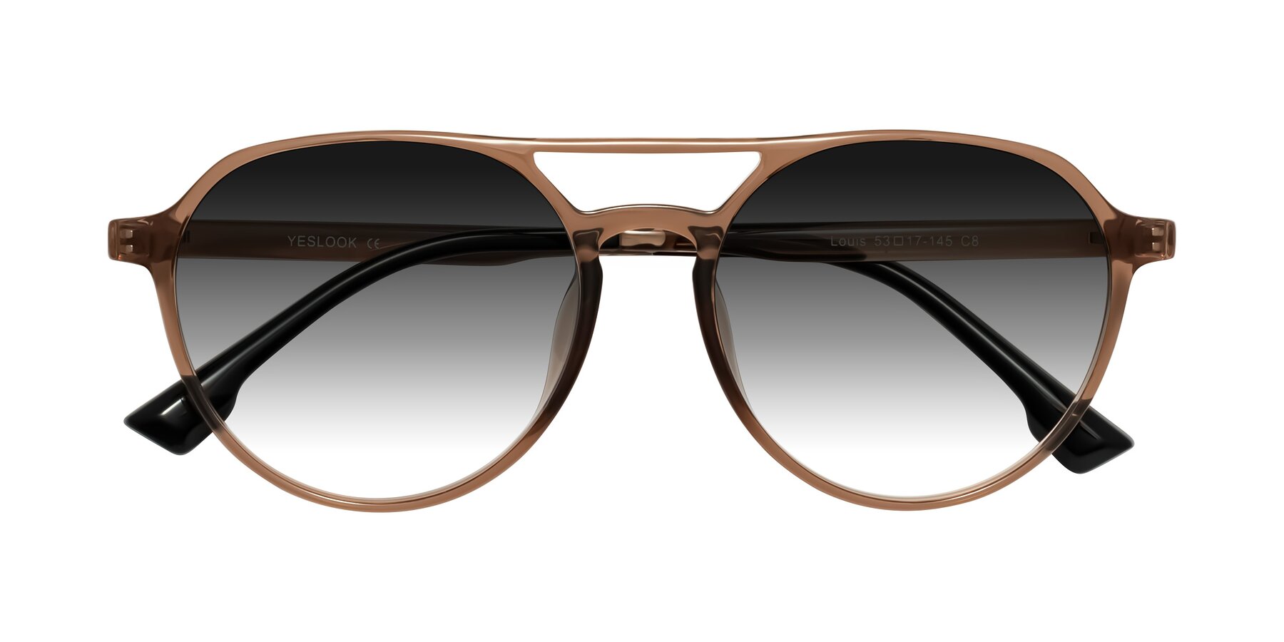 Folded Front of Louis in Caramel Crystal with Gray Gradient Lenses