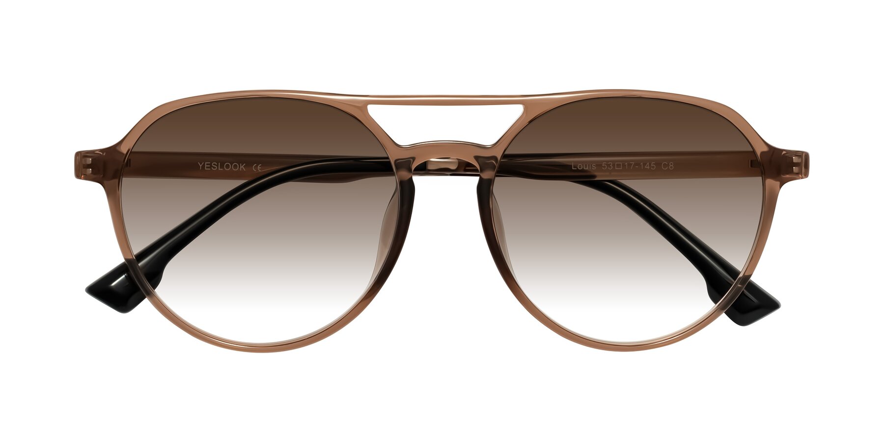 Folded Front of Louis in Caramel Crystal with Brown Gradient Lenses
