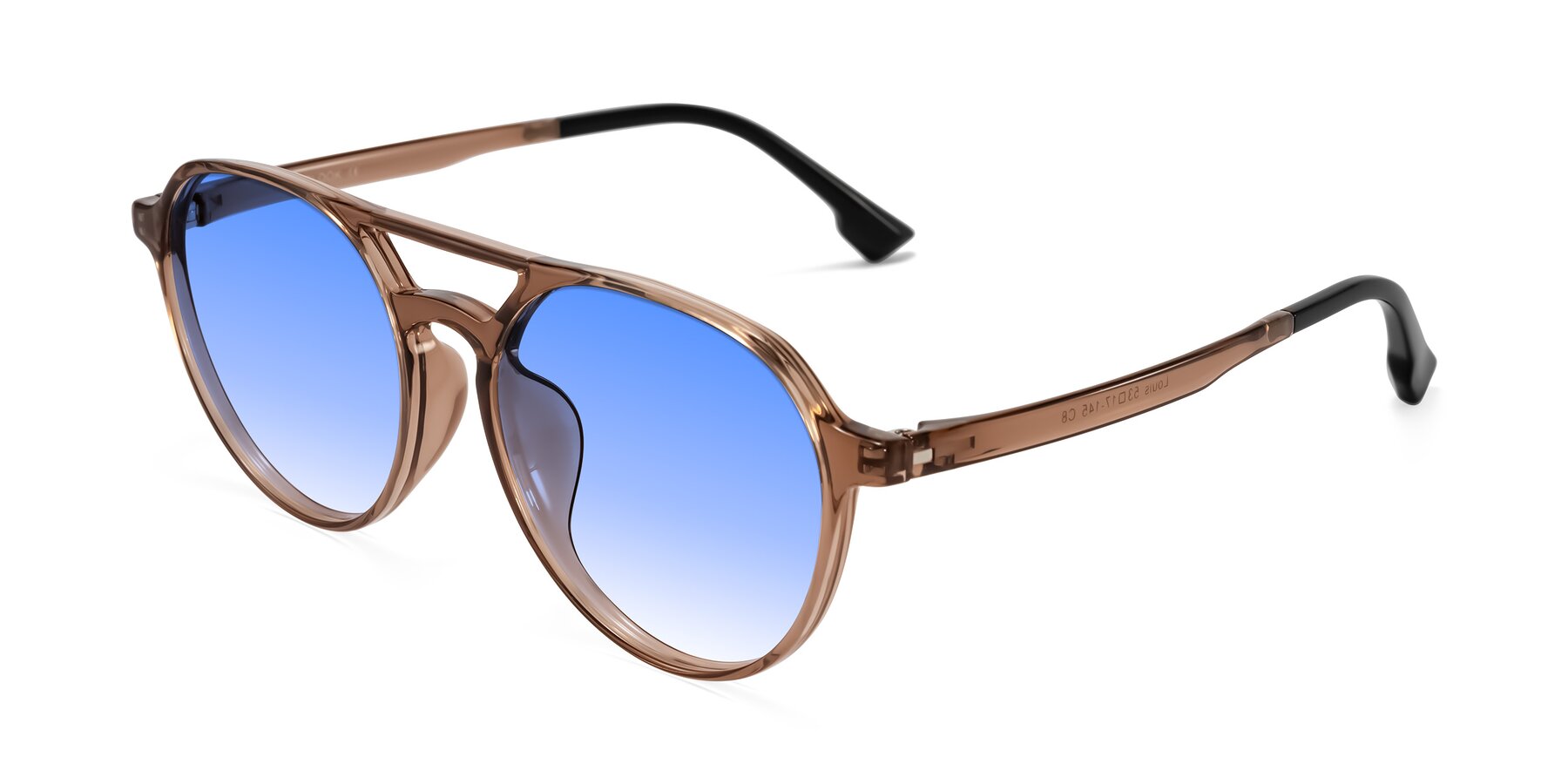 Angle of Louis in Caramel Crystal with Blue Gradient Lenses