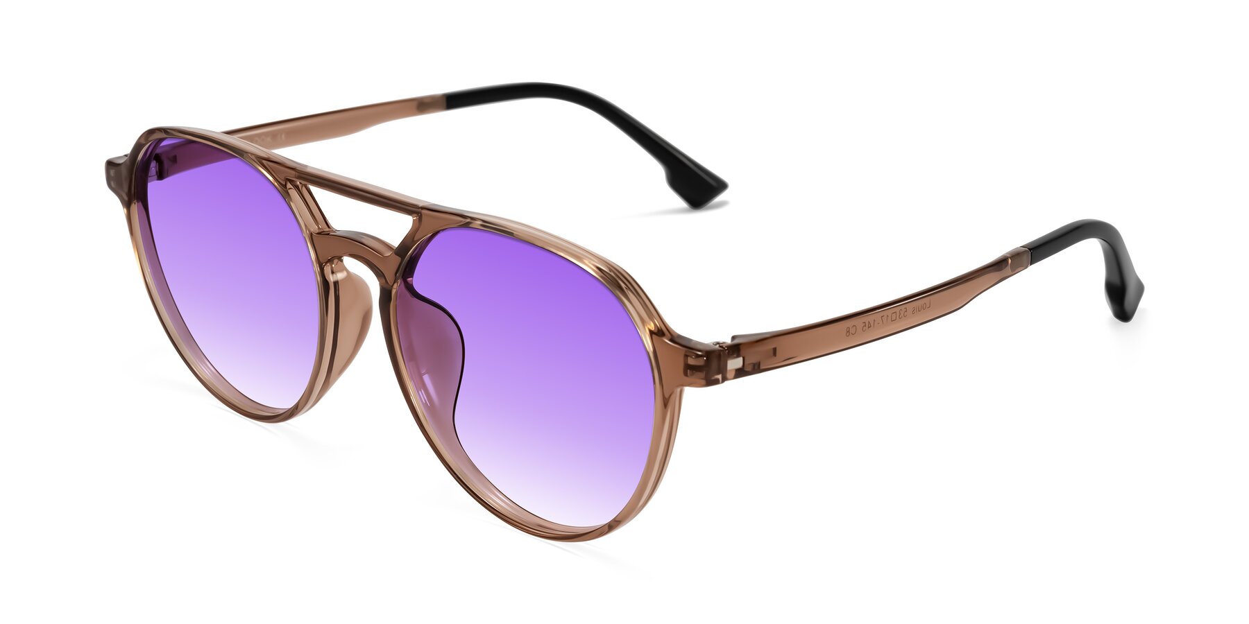 Angle of Louis in Caramel Crystal with Purple Gradient Lenses