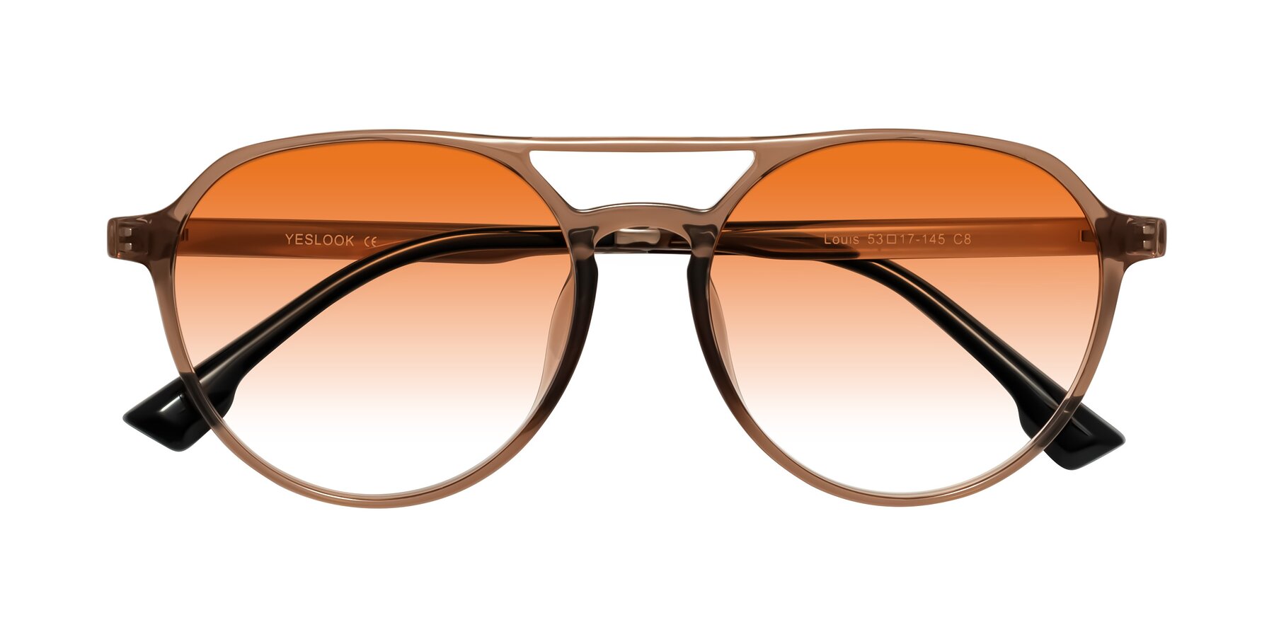 Folded Front of Louis in Caramel Crystal with Orange Gradient Lenses