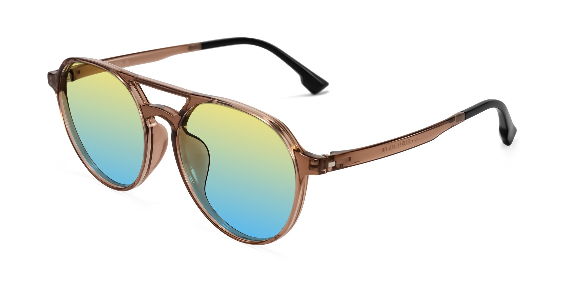 Angle of Louis in Caramel Crystal with Yellow / Blue Gradient Lenses