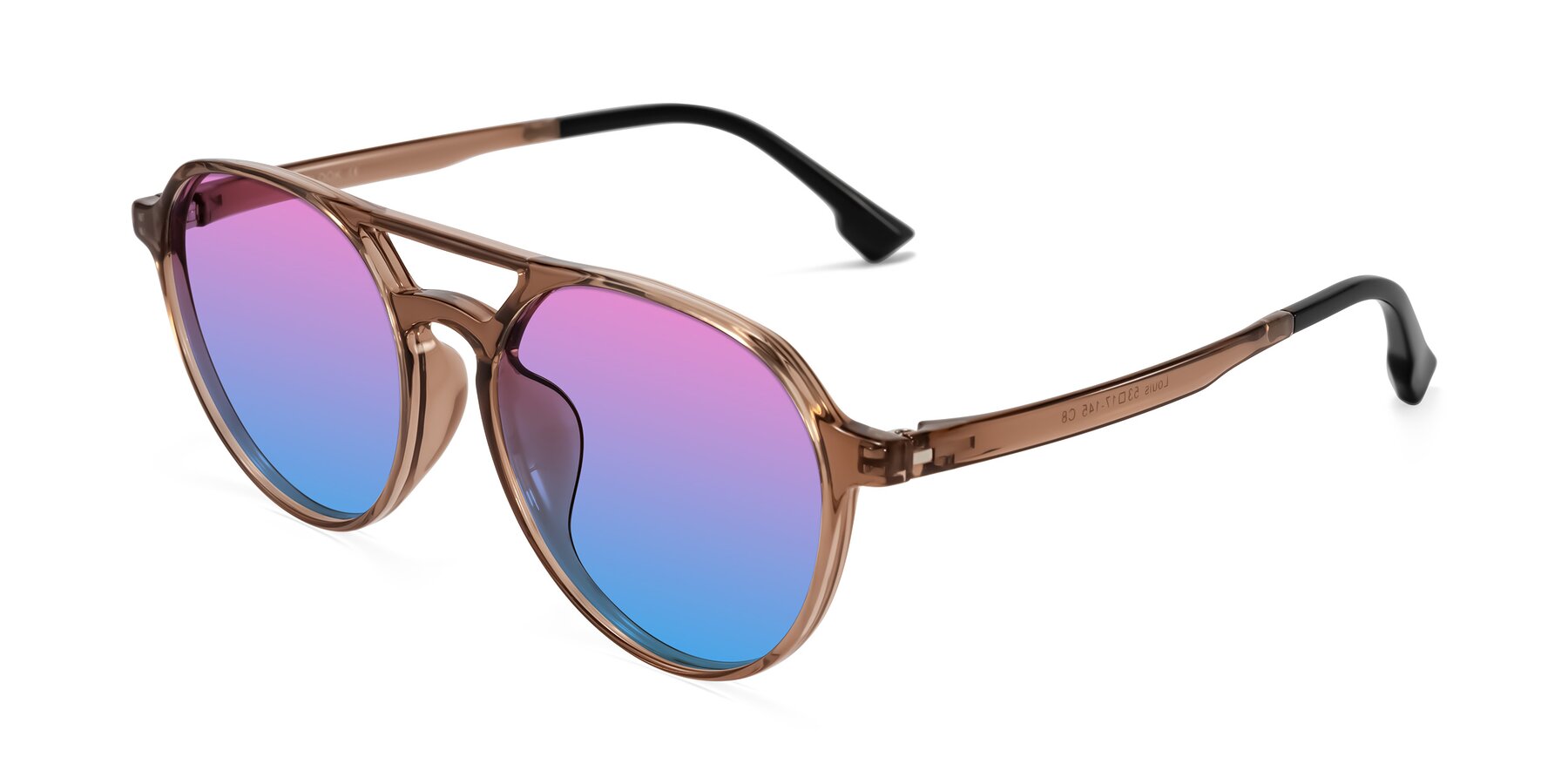 Angle of Louis in Caramel Crystal with Pink / Blue Gradient Lenses