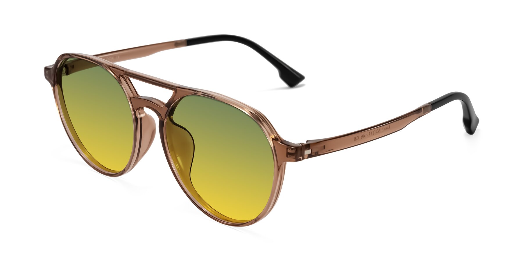 Angle of Louis in Caramel Crystal with Green / Yellow Gradient Lenses