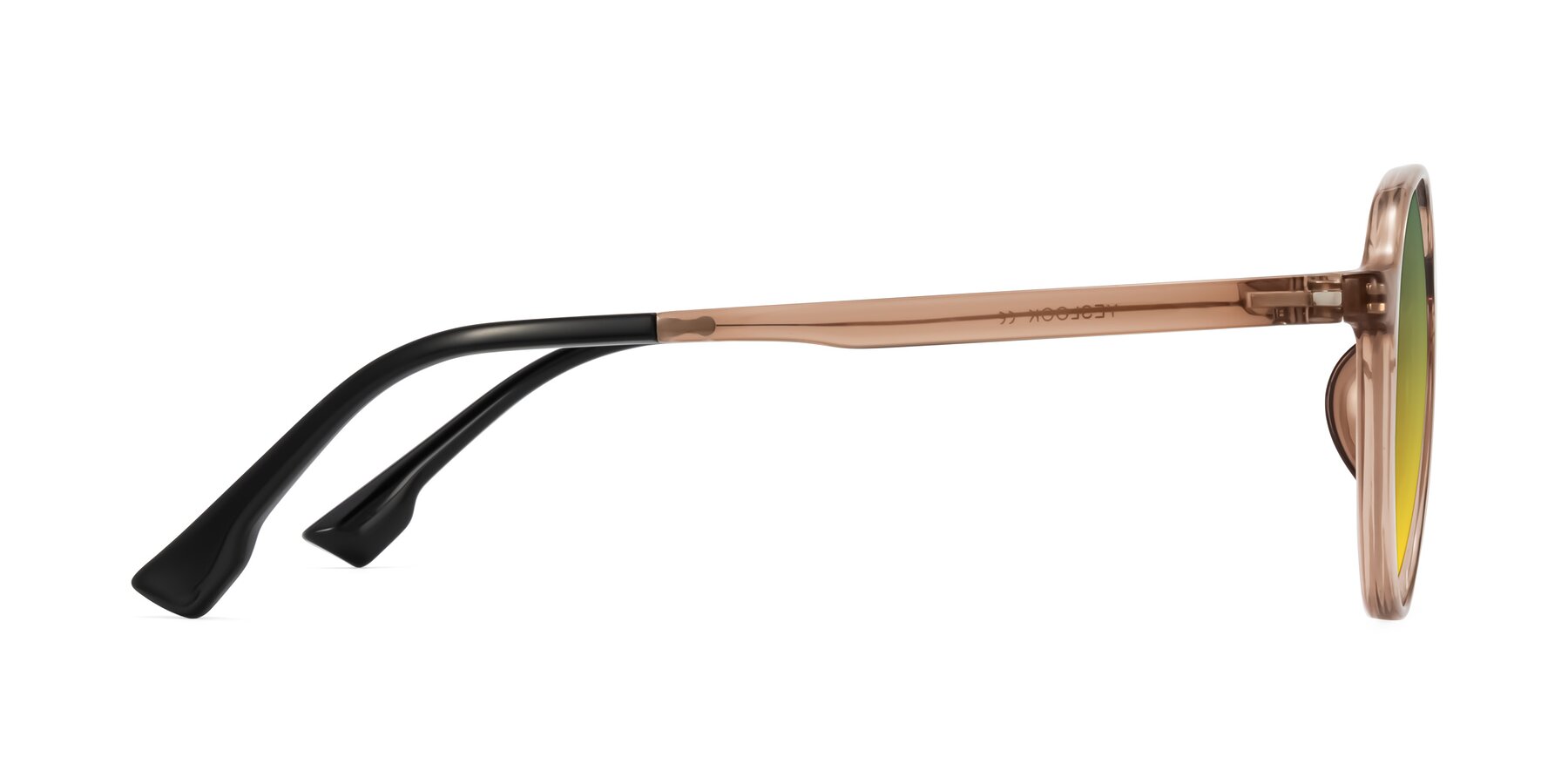 Side of Louis in Caramel Crystal with Green / Yellow Gradient Lenses