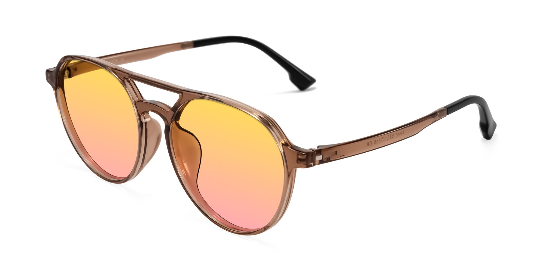 Angle of Louis in Caramel Crystal with Yellow / Pink Gradient Lenses