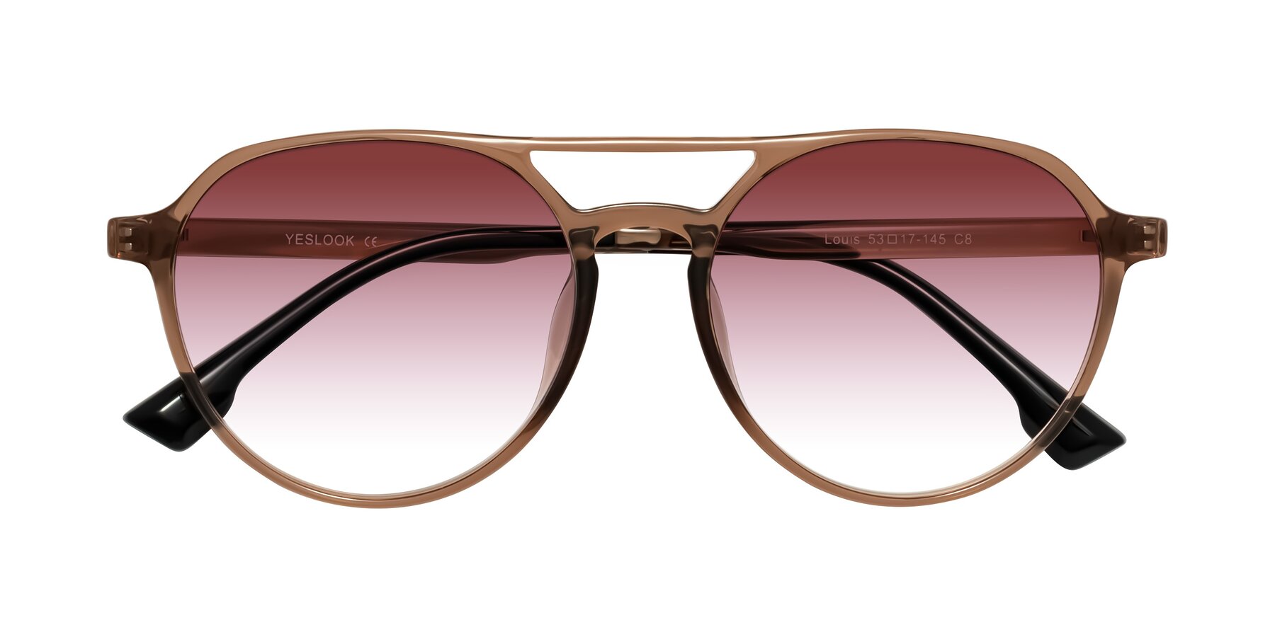 Folded Front of Louis in Caramel Crystal with Garnet Gradient Lenses