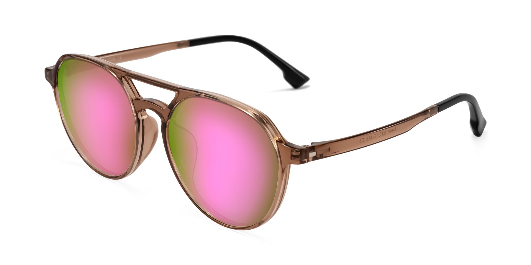 Angle of Louis in Caramel Crystal with Pink Mirrored Lenses