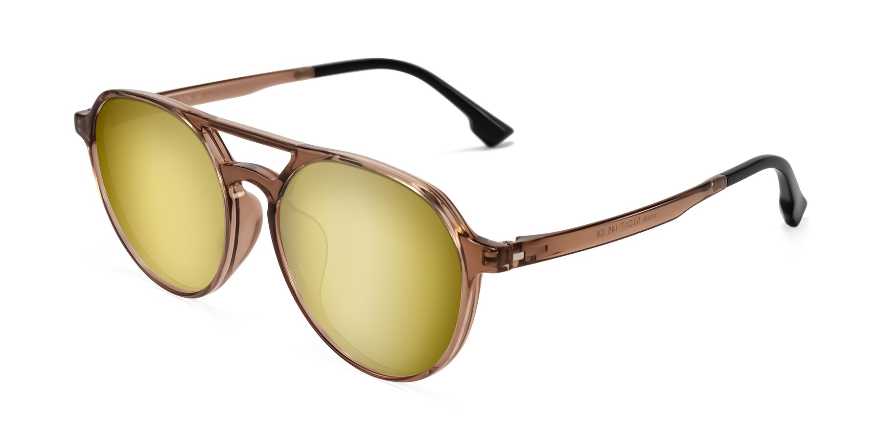 Angle of Louis in Caramel Crystal with Gold Mirrored Lenses