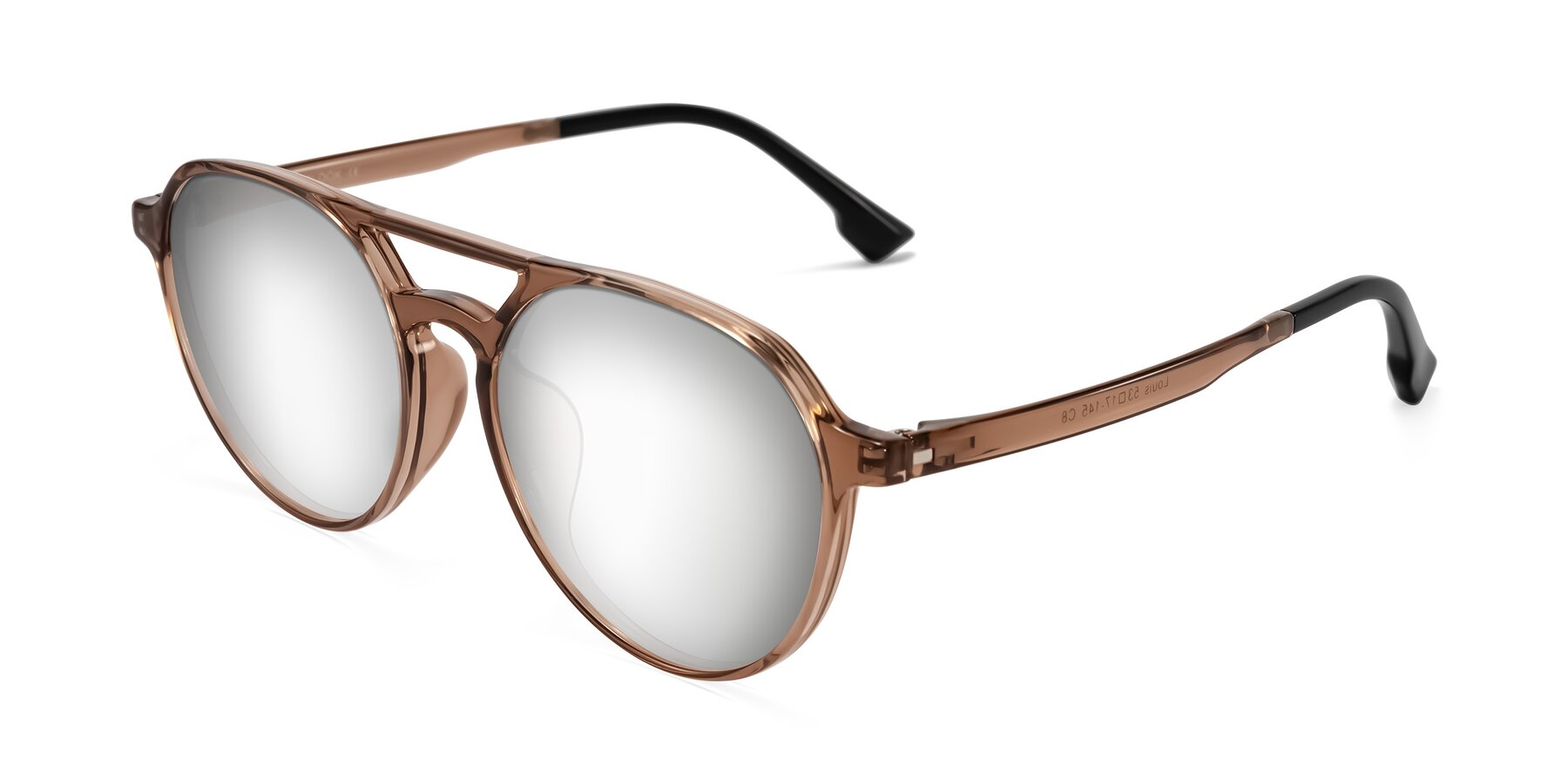 Angle of Louis in Caramel Crystal with Silver Mirrored Lenses
