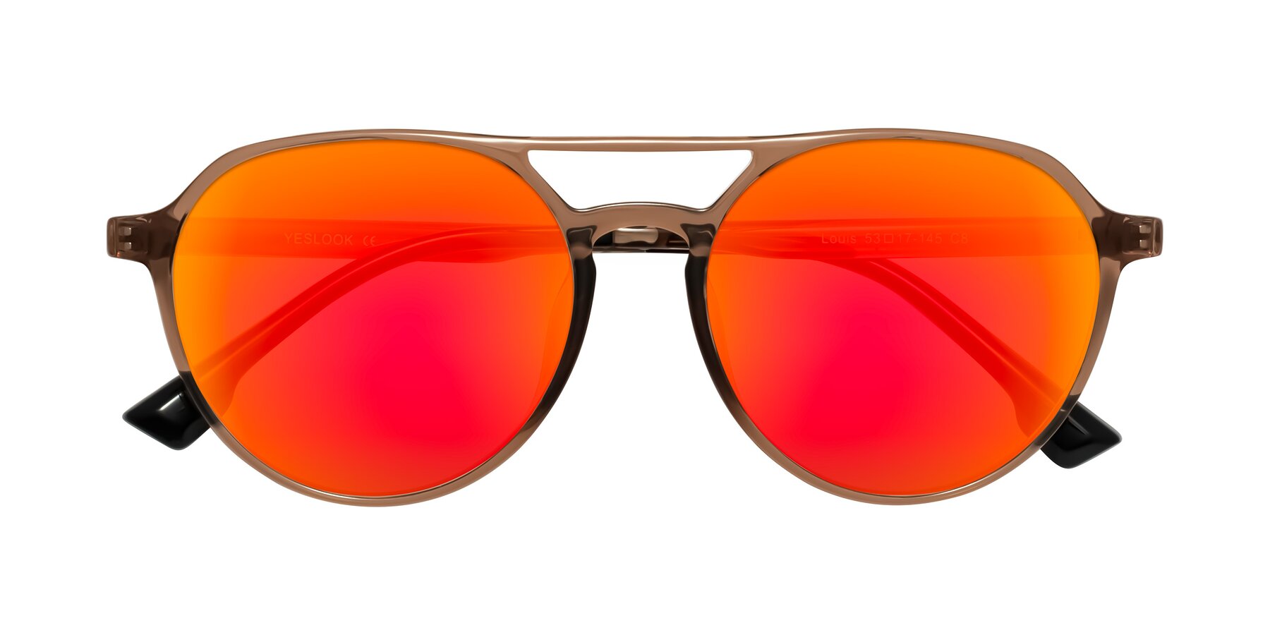Folded Front of Louis in Caramel Crystal with Red Gold Mirrored Lenses