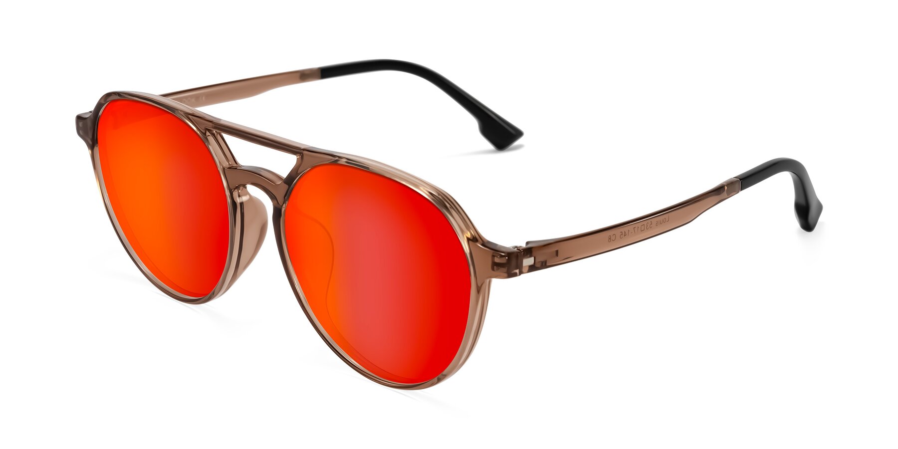 Angle of Louis in Caramel Crystal with Red Gold Mirrored Lenses