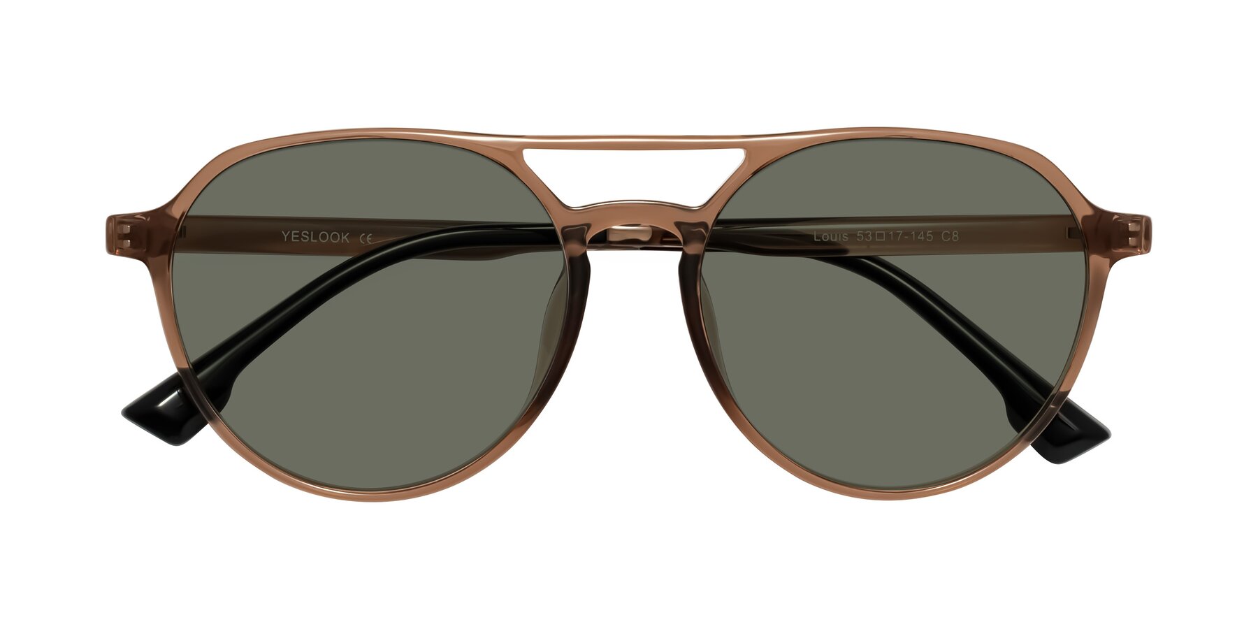 Folded Front of Louis in Caramel Crystal with Gray Polarized Lenses