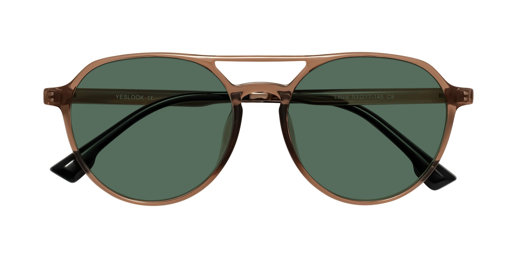 Folded Front of Louis in Caramel Crystal with Green Polarized Lenses