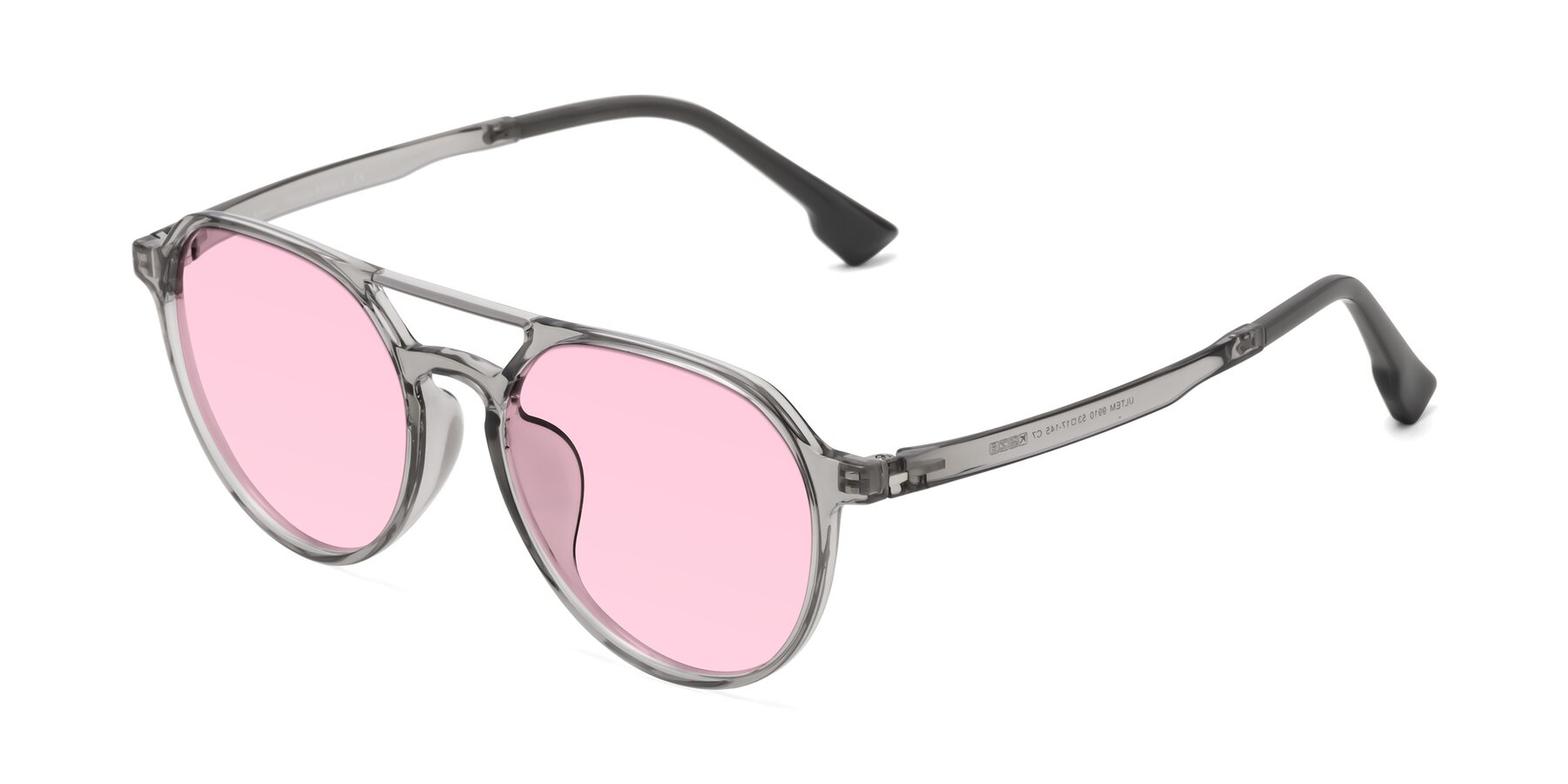 Angle of Louis in Light Gray with Light Pink Tinted Lenses