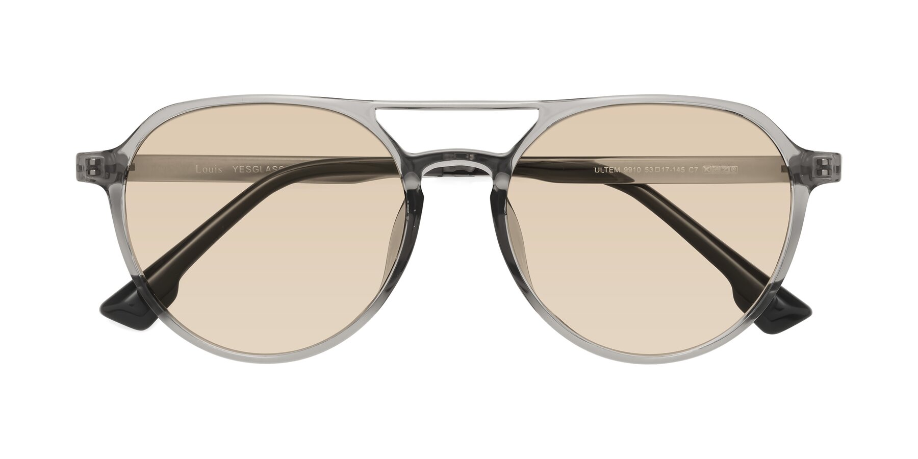 Folded Front of Louis in Light Gray with Light Brown Tinted Lenses