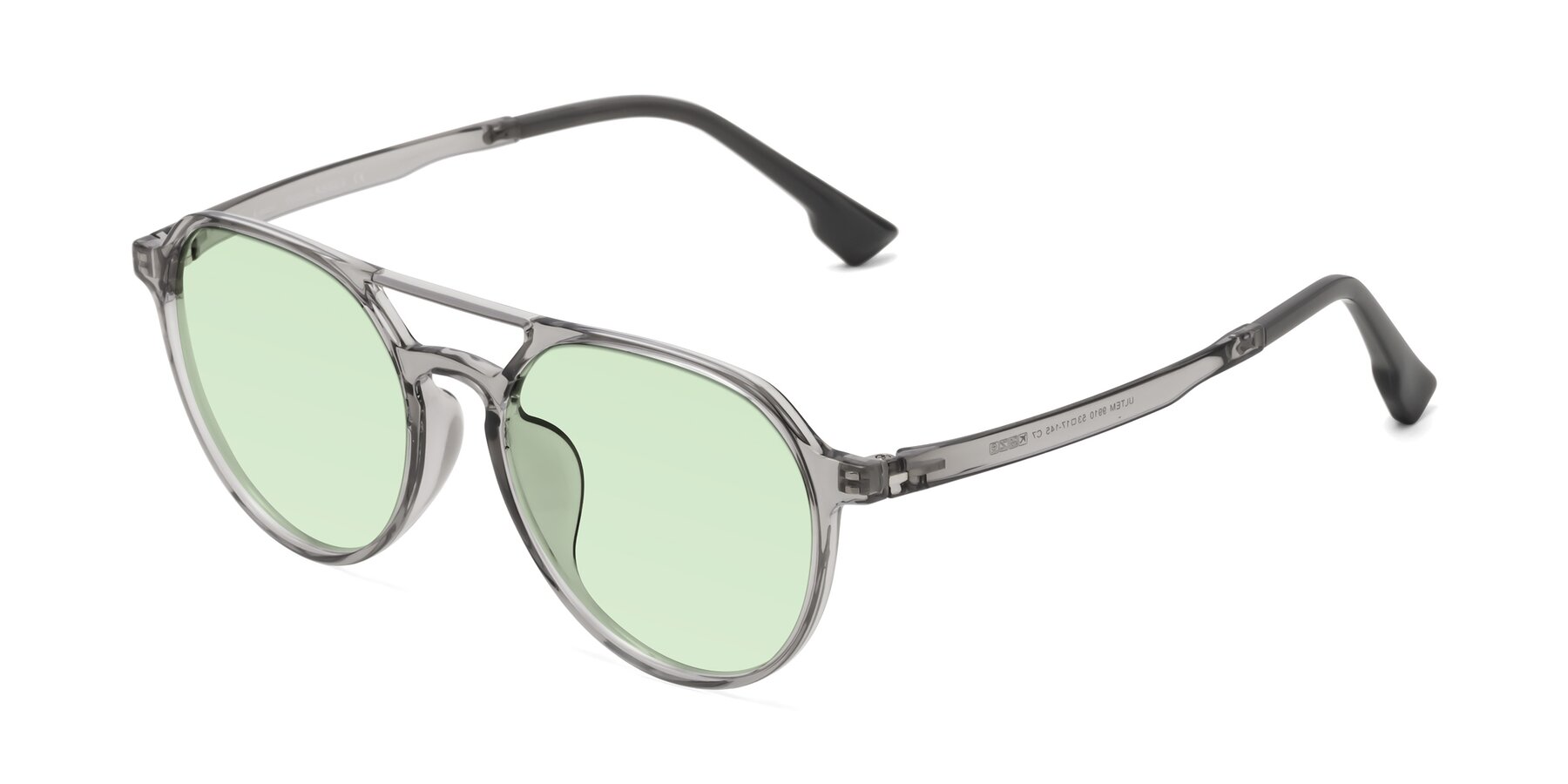 Angle of Louis in Light Gray with Light Green Tinted Lenses