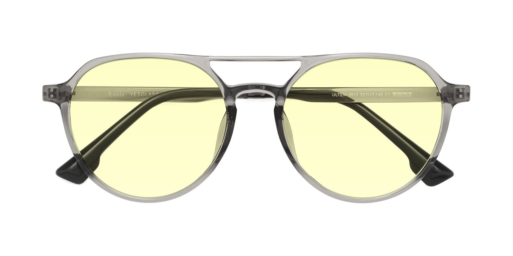 Folded Front of Louis in Light Gray with Light Yellow Tinted Lenses