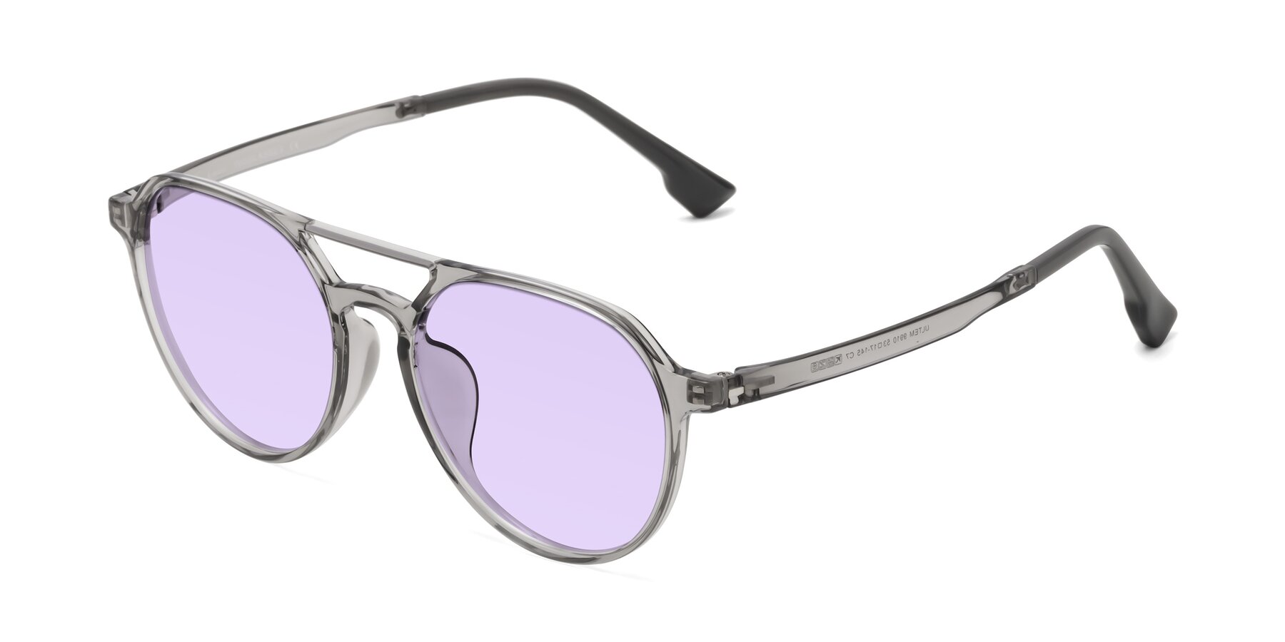 Angle of Louis in Light Gray with Light Purple Tinted Lenses
