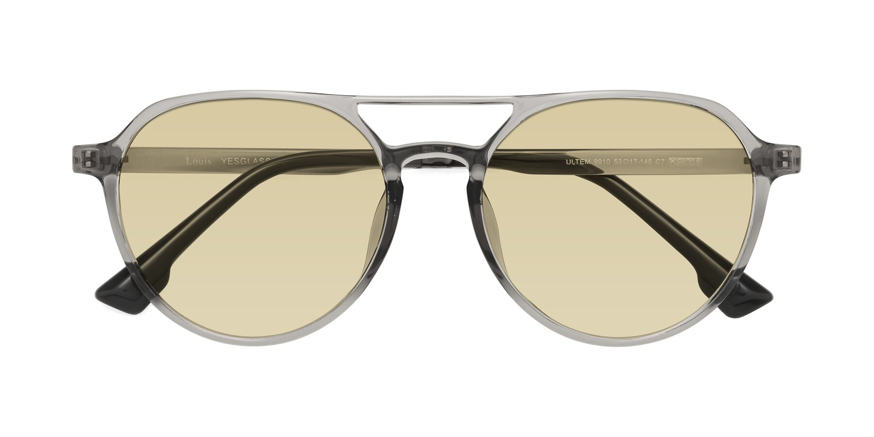 Folded Front of Louis in Light Gray with Light Champagne Tinted Lenses