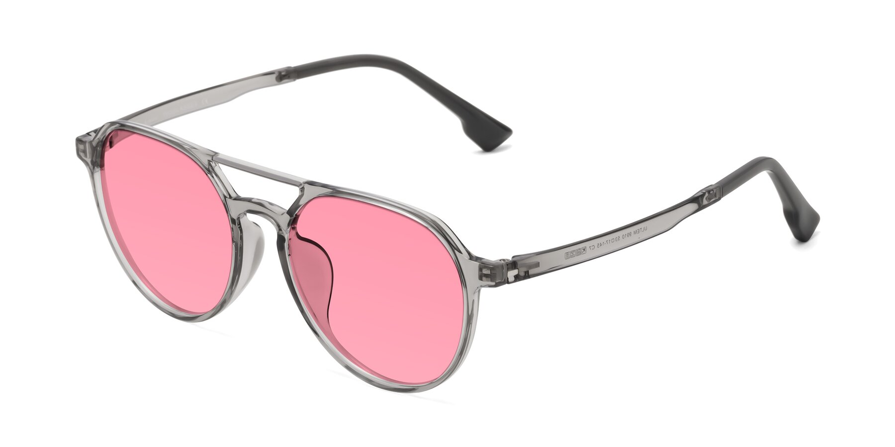 Angle of Louis in Light Gray with Pink Tinted Lenses