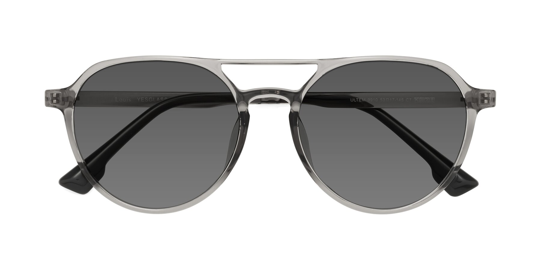 Folded Front of Louis in Light Gray with Medium Gray Tinted Lenses