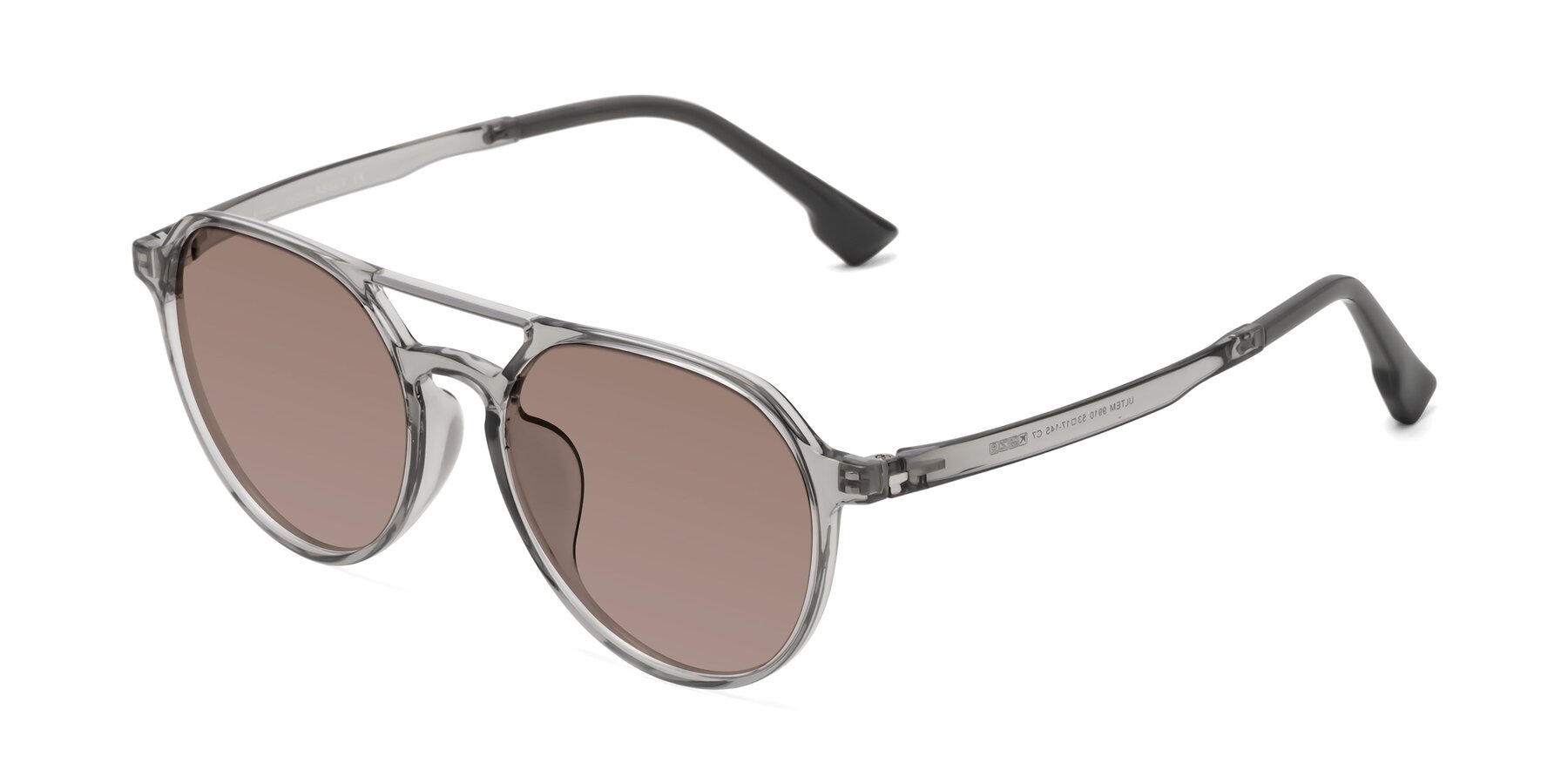 Angle of Louis in Light Gray with Medium Brown Tinted Lenses