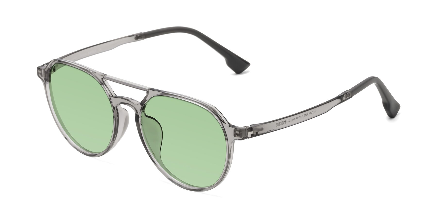 Angle of Louis in Light Gray with Medium Green Tinted Lenses