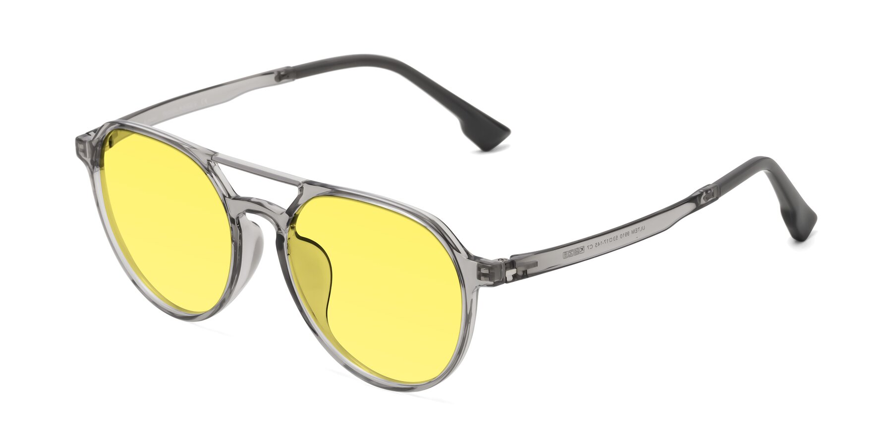 Angle of Louis in Light Gray with Medium Yellow Tinted Lenses